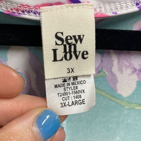 Sew In Love Green Floral Shirt Sleeve Top Size 3X NEW - Picture 3 of 5